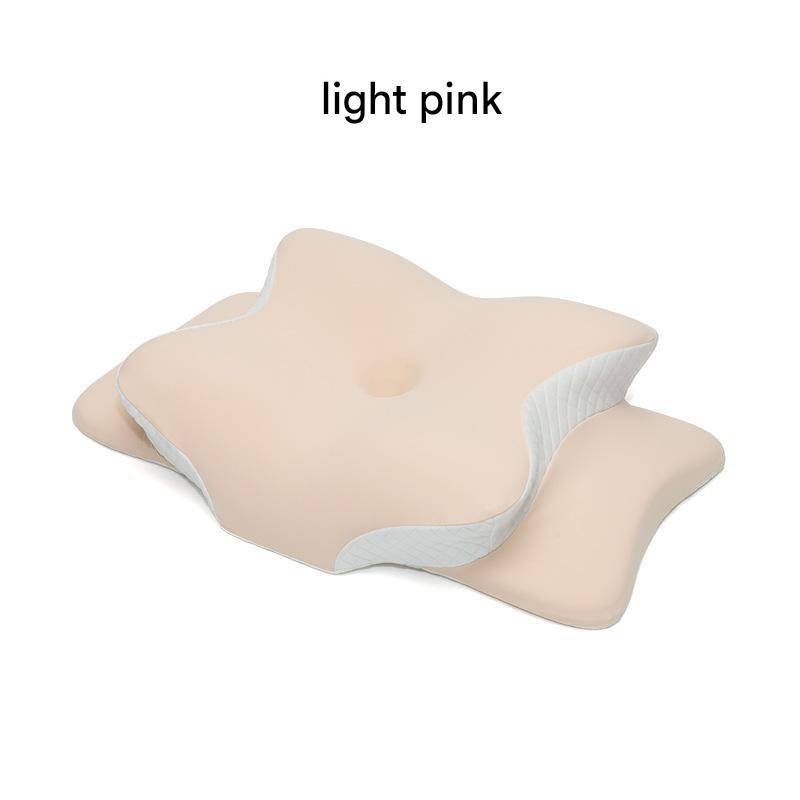 Light Pink Ergonomic Butterfly Memory Foam Pillow - Cervical Neck Support for Side, Back & Stomach Sleepers, Orthopedic Contour Design