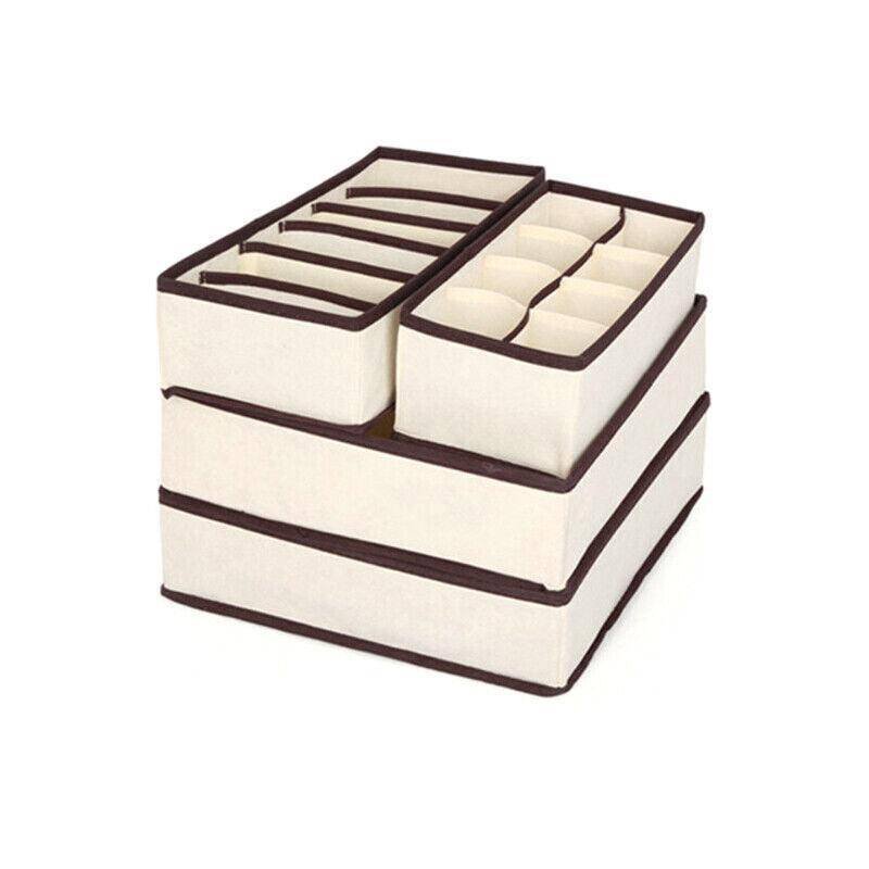 Drawer Organizer Set Foldable Storage Box Divider for Bra Underwear Closet 4pcs - Grey