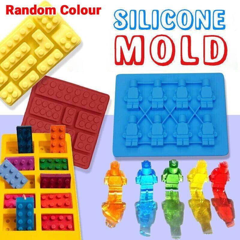 Brick Figure Man Silicone Mold Chocolate Block Cake Mould Ice Cube Tray - Red-Square