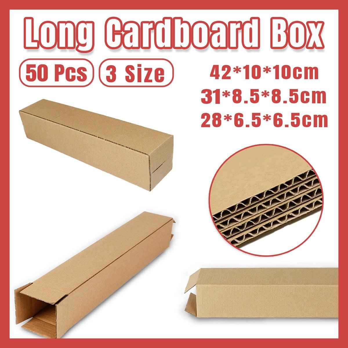 50pcs Long Strip Carton Flat Square Durable Shipping Boxes for Packaging Storage - 6.5cm x 6.5cm x 28cm