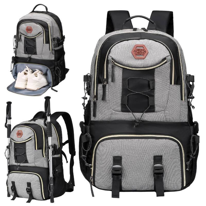 Dark Grey Stylish Large Capacity Backpack - Water-Resistant Oxford Rucksack for Travel, School & Daily Use