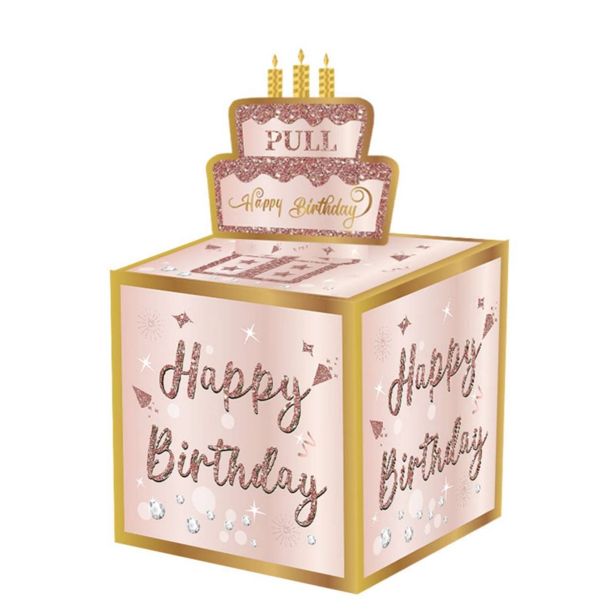 01 Pink-Gold Christmas Surprise Money Pull Box - Double-Layer Digital Design for Festive Gifts, Birthday, and Holiday Party Decor