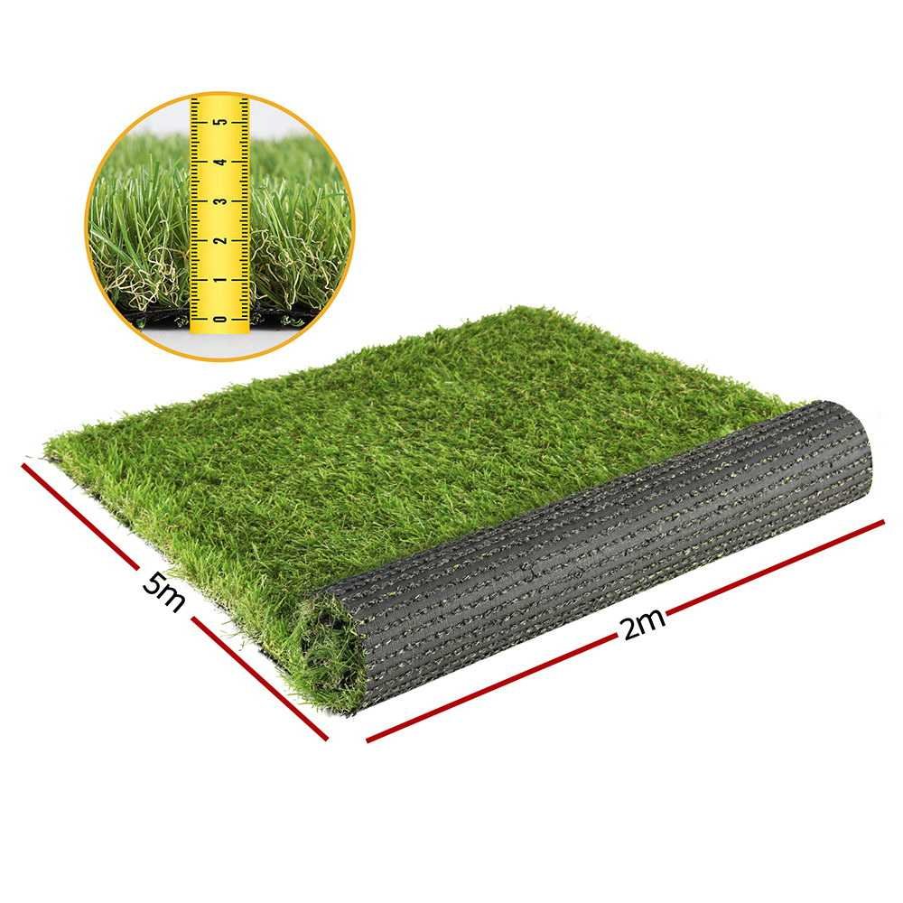 Prime Turf Artificial Grass 35mm 2mx5m Synthetic Fake Lawn Turf Plastic Plant 4-coloured