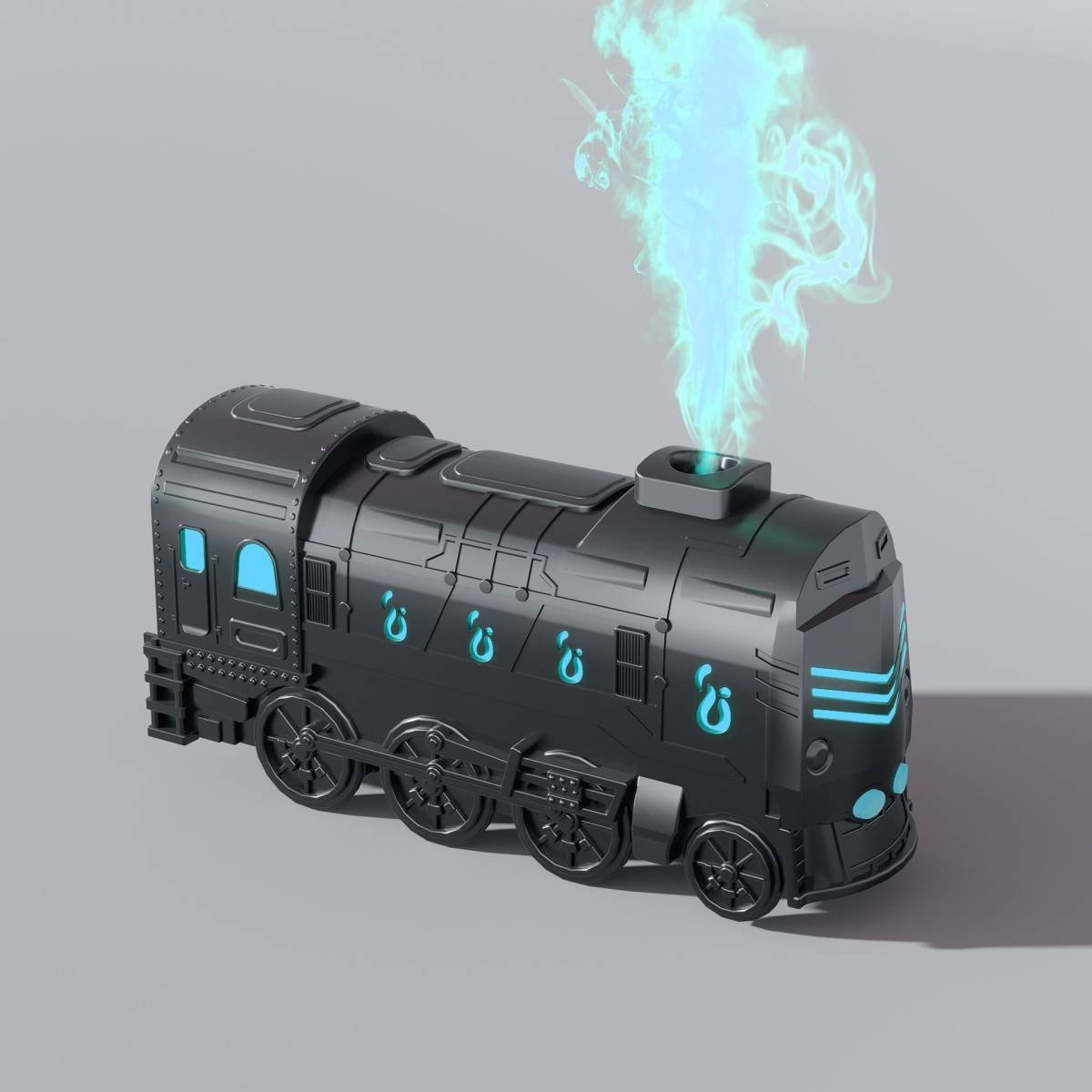 War-Armor Ultrasonic Train Humidifier & Aroma Diffuser - Large & Fine Mist Output, Water Shortage and Power-Off Protection with 7-Color LED & Mechanical Button and Remote Dual Control