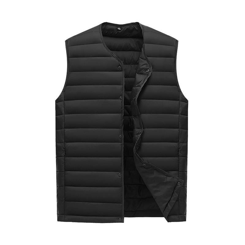 XXL Black Men's Lightweight Quilted Puffer Vest - Ideal Sleeveless Jacket for Winter Layering