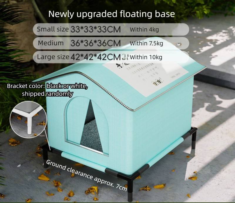 Small Size Elevated Indoor/Outdoor Pet Shelter(blue): Waterproof, Insulated for All-Season Warmth