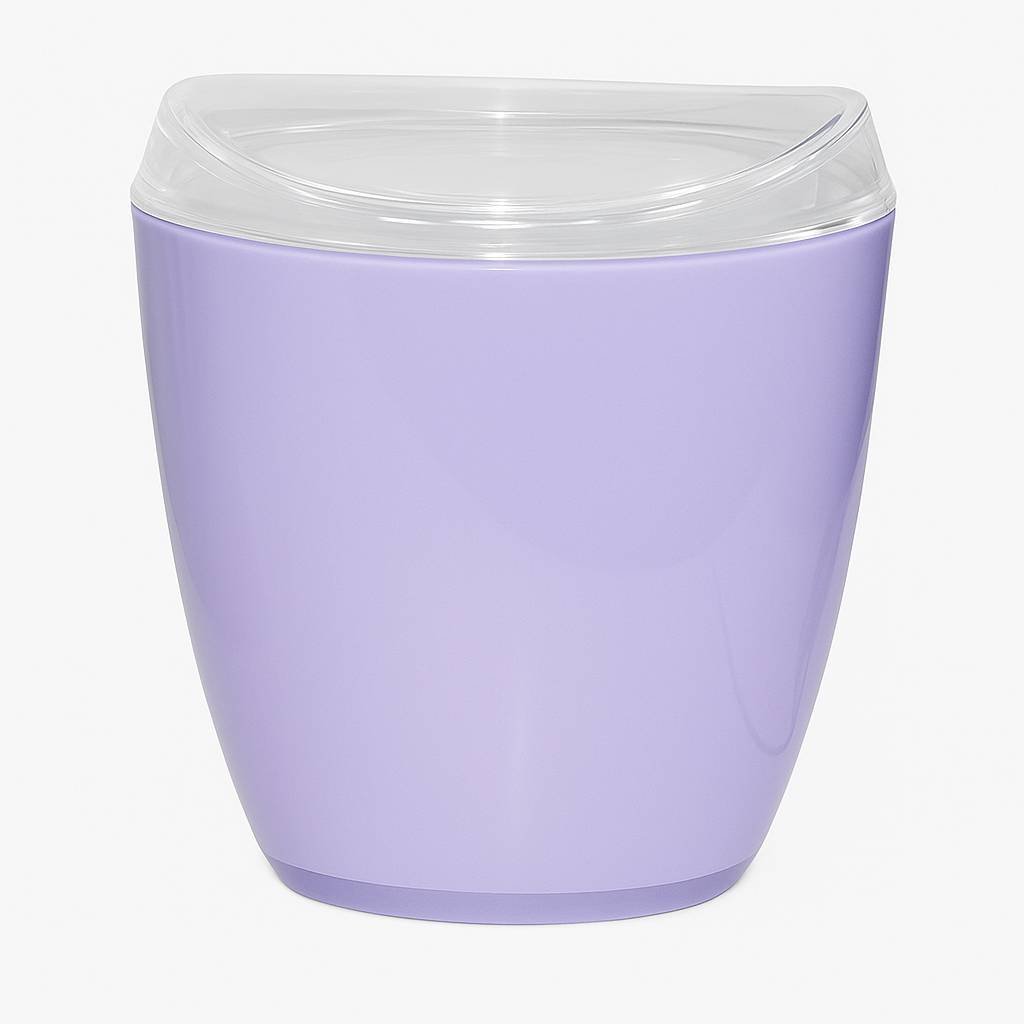 Oval Swing Top Waste Rubbish Bin Acrylic Lightweight Compact Bathroom Office in Purple