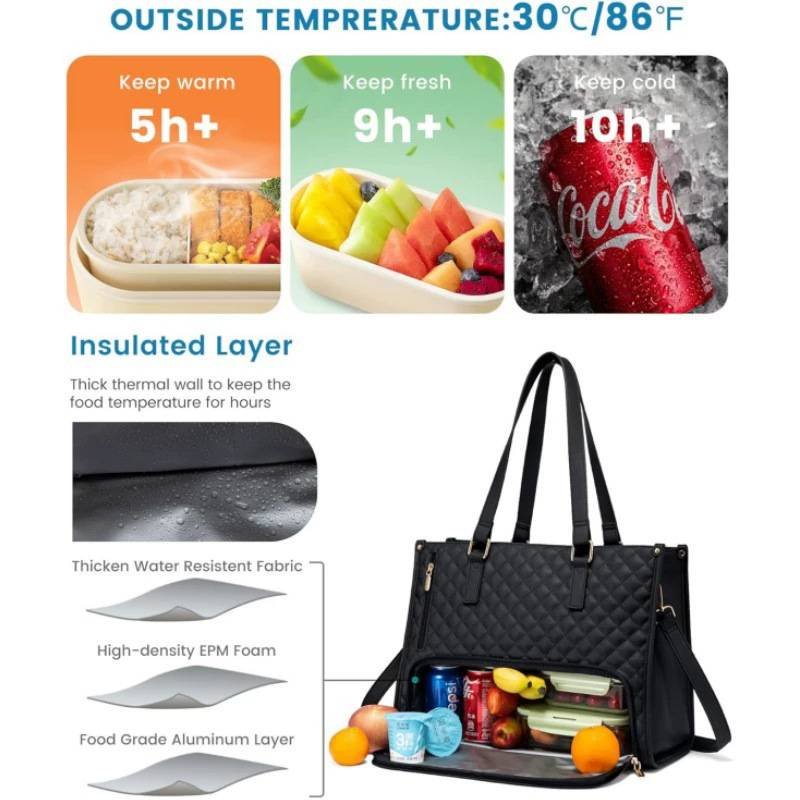 Off White Insulated Lunch Bag and Laptop Cooler - Perfect for Keeping Food Fresh