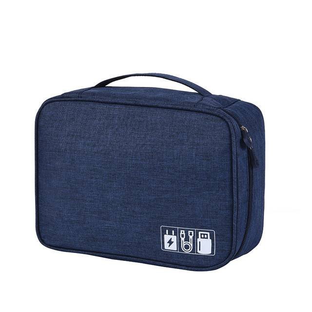 Navy Blue Data Storage Bag - Organizer for Cables, Chargers & Tech Accessories