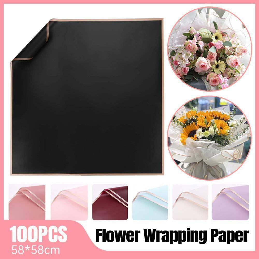 100PCS Waterproof Flower Gift Wrapping Paper Florist Bouquet Craft Packaging - Red