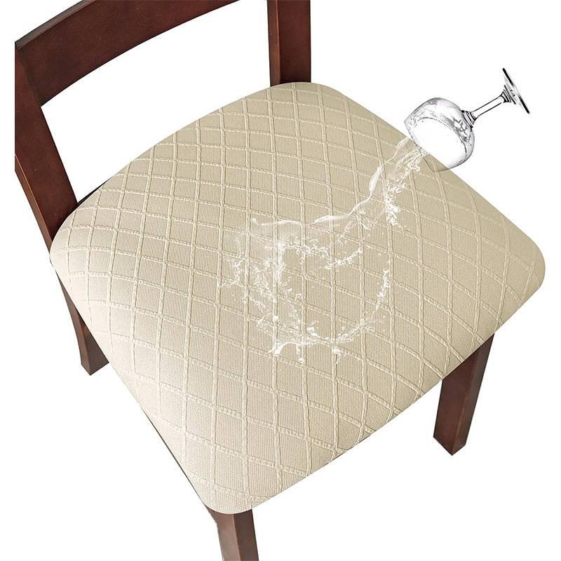 6 pcs 2025 Best-selling diamond-shaped jacquard chair cushion cover, chair cover cover. Khaki, 45*50*9cm