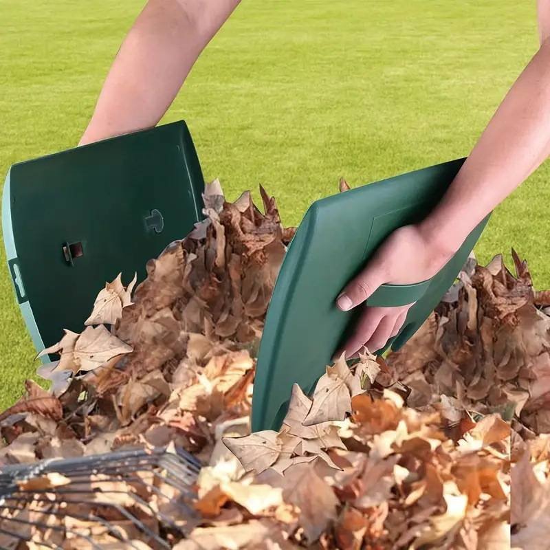 Pair of Horticultural Leaf Rake Hand Tools Set Large Plastic Claw Grabber Ideal for Collecting Yard Debris, Grass Clippings, and Scraps Yellow