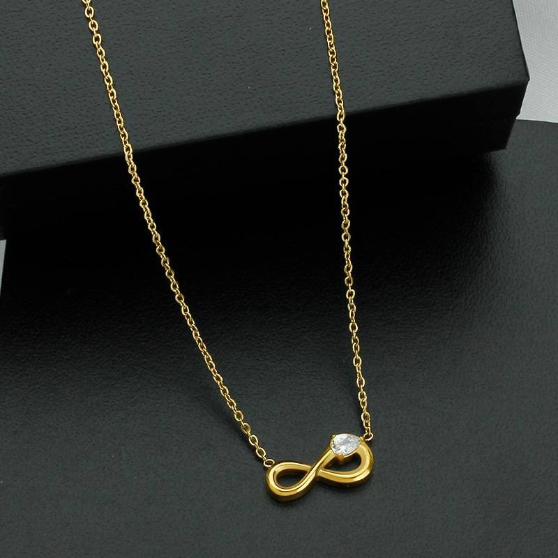 Style 3 Gold Infinity Necklace for Women - Dainty Titanium Steel Pendant with Sparkling Cubic Zirconia