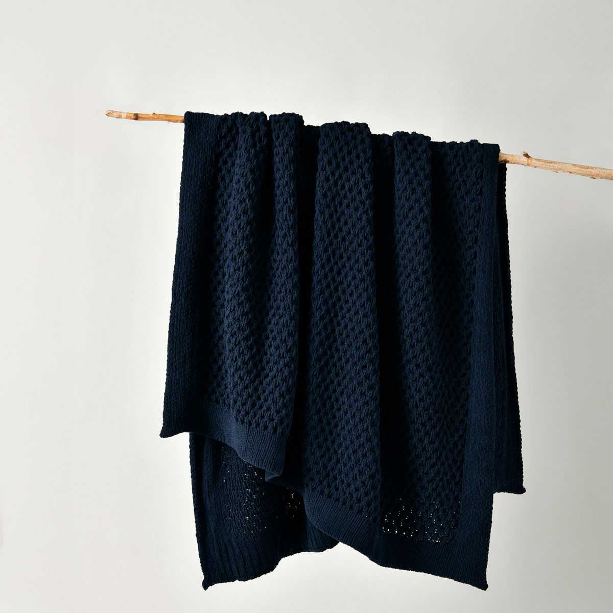 Bianca Sofala Indigo Polyester Chenille Throw Rug 130 x 170 cm