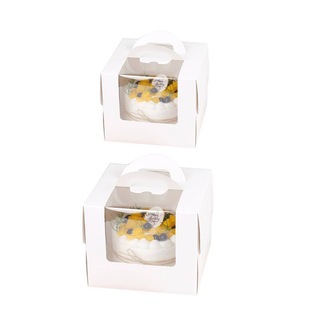 50pcs Portable Cake Boxes with Open Window for Birthday Party Cake Packaging - 8inch