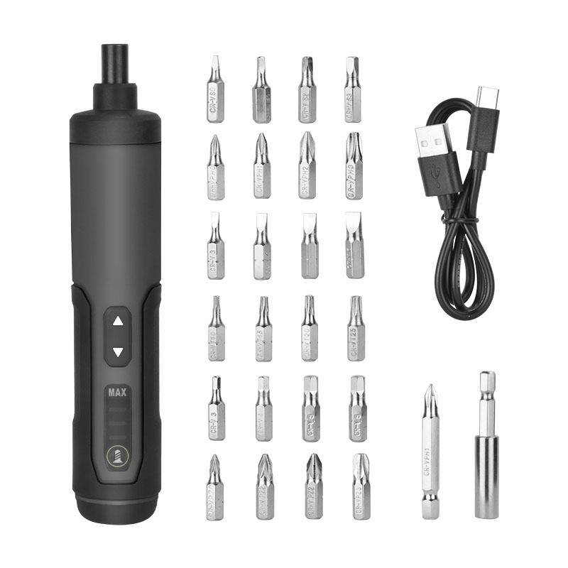 3.6V Li-ion Cordless Electric Screwdriver Set with 24 Bits, LED Light, and Torque Adjustment, 300rmp 