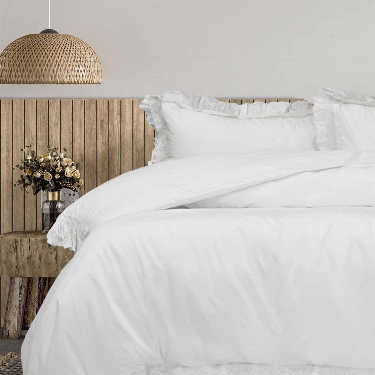 Algodon Adele White Cotton Ruffle Quilt Cover Set King