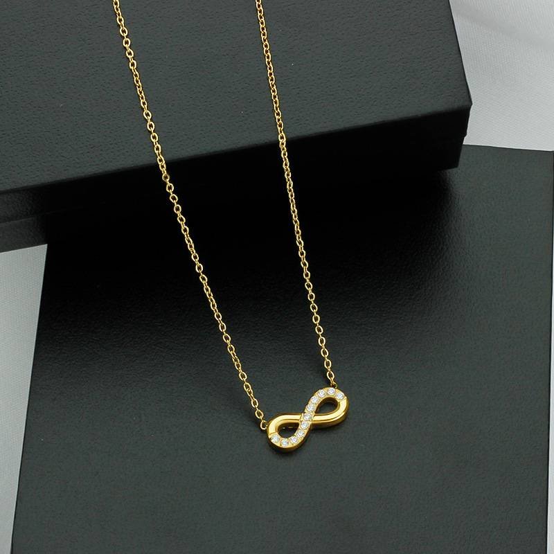 Style 2 Gold Infinity Necklace for Women - Dainty Titanium Steel Pendant with Sparkling Cubic Zirconia