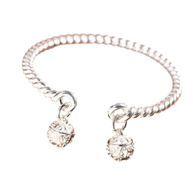 Bangle Bowknot Bells Bracelet Korean Opening Wrist Chain Women Silver Bracelet - Bell