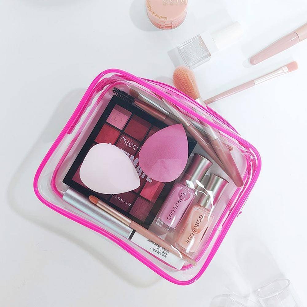 4pcs Durable PVC Cosmetic Bags Easy to Clean Multiple Sizes and Colours 9 Shades - 4pcs-Green