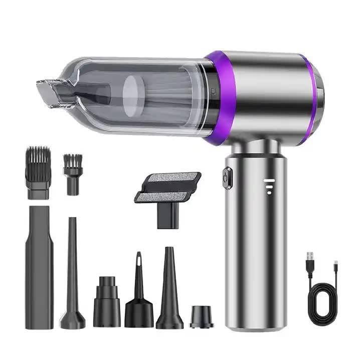 Silver Purple ST-6653Plus Cordless Handheld Vacuum Cleaner - 16000PA Suction, 2000mAh Battery, Type-C Rechargeable
