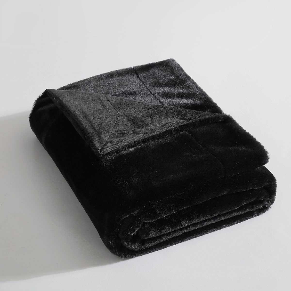 Ardor Benz Faux Fur Soft Plush Throw Rug 130x170cm Black