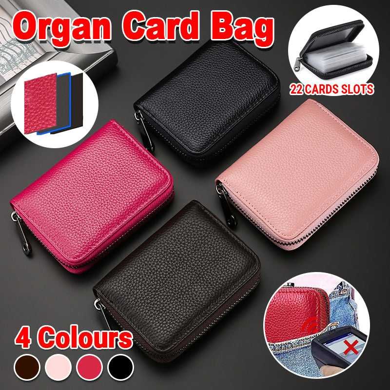 Compact Zipper Organ Card Cover Holder Wallet ID Bag Short Coin Purse Pockets - Black