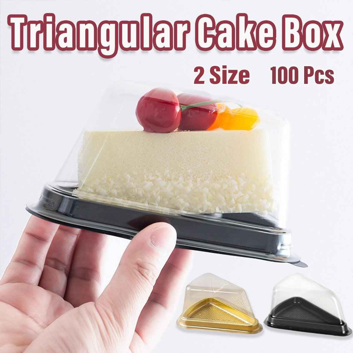 100pcs Triangle Cake Boxes for Bakery Packaging Pastry Gift Boxes for Parties - Black-8x15x7cm