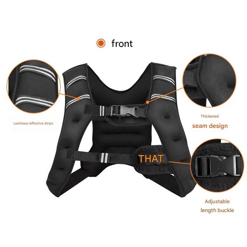 Black Gym Partner Weighted Vest - Adjustable & Reflective for Running, Training & Strength Building(8KG)