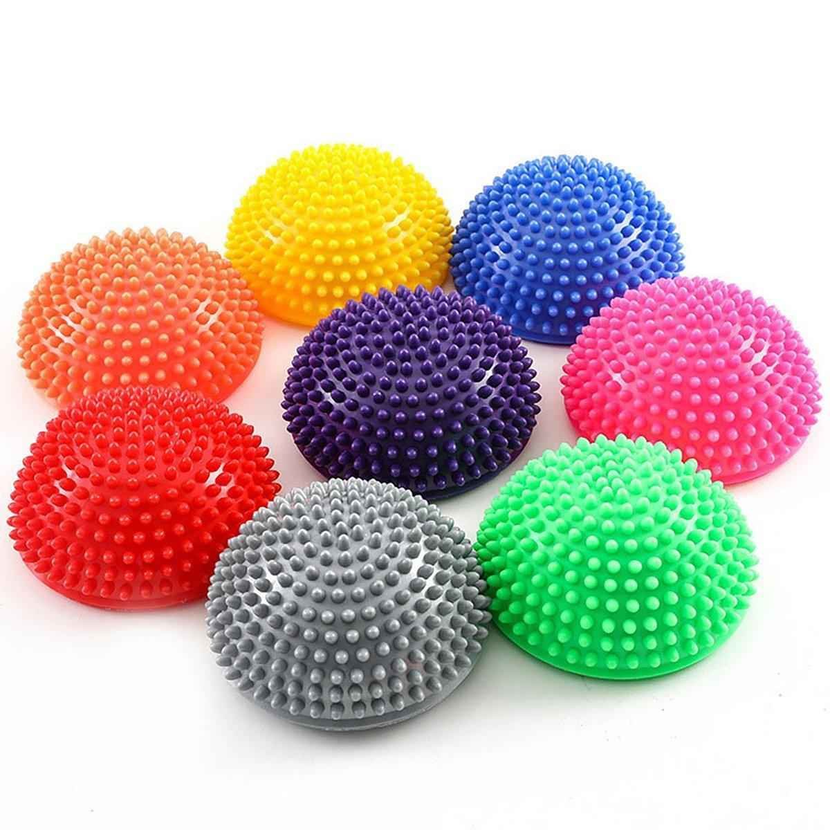 Spiky Massage Ball PVC Half Round Yoga Exercise Foot Hand Cushion - Orange