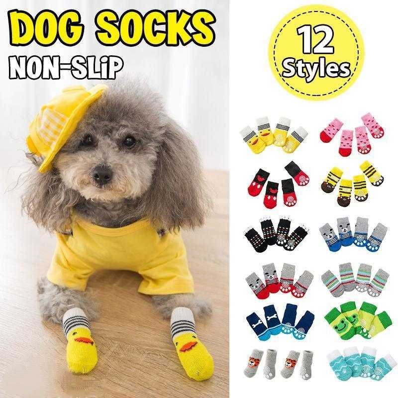 Dog Socks Non-Slip Grip Slip Anti-Slip - Puppy Cat Pet Shoes Slippers S Size - Red Mickey
