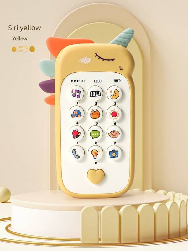 Unicorn Baby Toy Phone Music & Light Learning Mobile Teether for Toddlers Interactive English Educational Gift Yellow