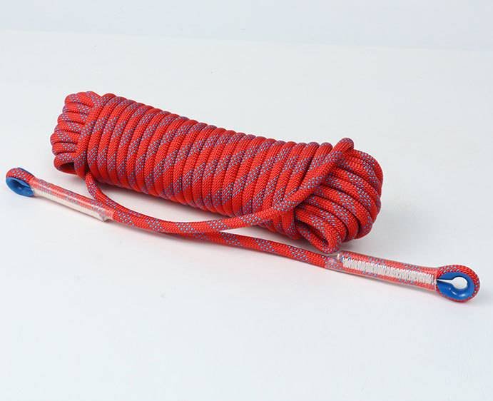 Red 10mm Double Hook Climbing Rope Set - 20m Durable Outdoor Safety Rescue Cord