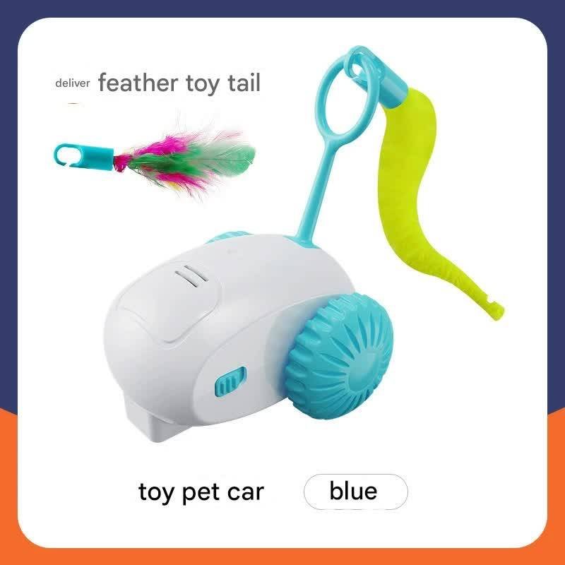 Interactive Smart Cat Toy Car - Automatic Obstacle Avoidance, Feather Tail, USB Rechargeable(blue)