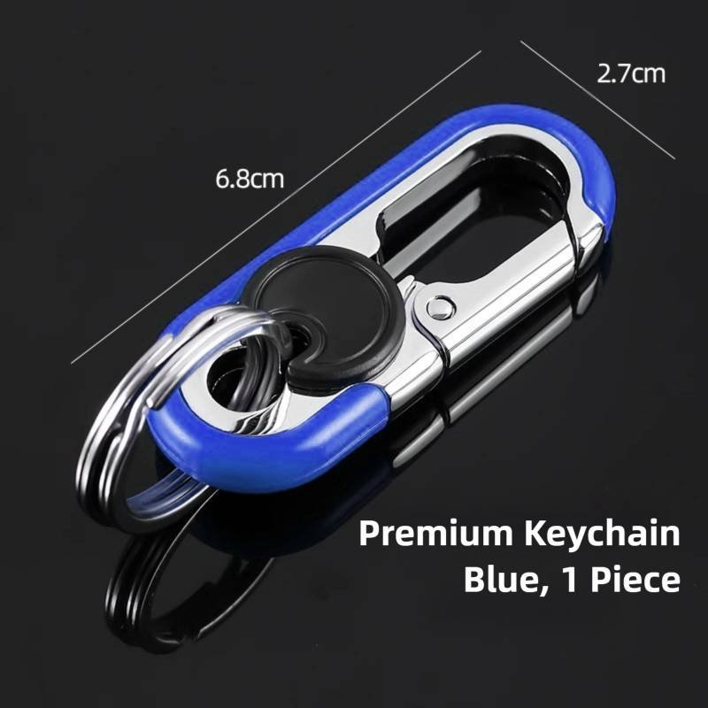 3pc Blue Durable Zinc Alloy Carabiner Keychain – Secure Twist Lock & Dual Key Rings