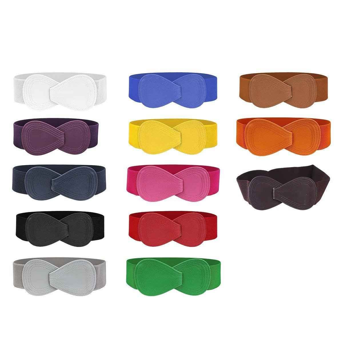 Fashion Belt Red Elastic Waist Cover Wide Belt Women Black Elastic Bow Decoration - Grey