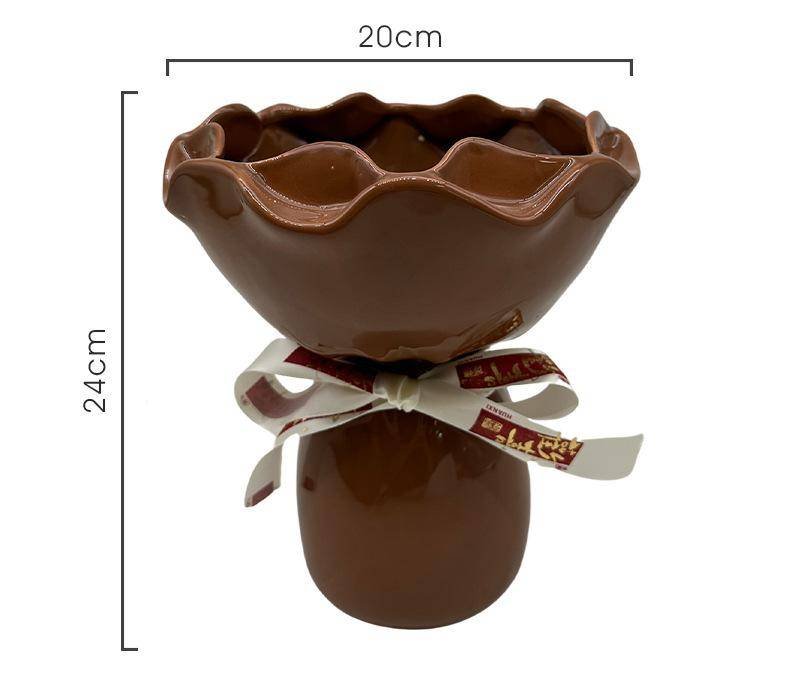 Handcrafted Minimalist Ceramic Vase - Artistic Home Decor Centerpiece(brown)