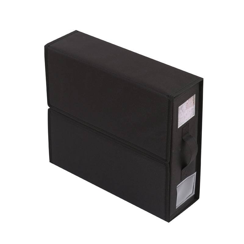 Black Foldable Oxford Fabric Storage Box with Clear Window – Large Capacity Organizer for Bedding, Clothes & More | Collapsible Design with Handle and Labeling Space