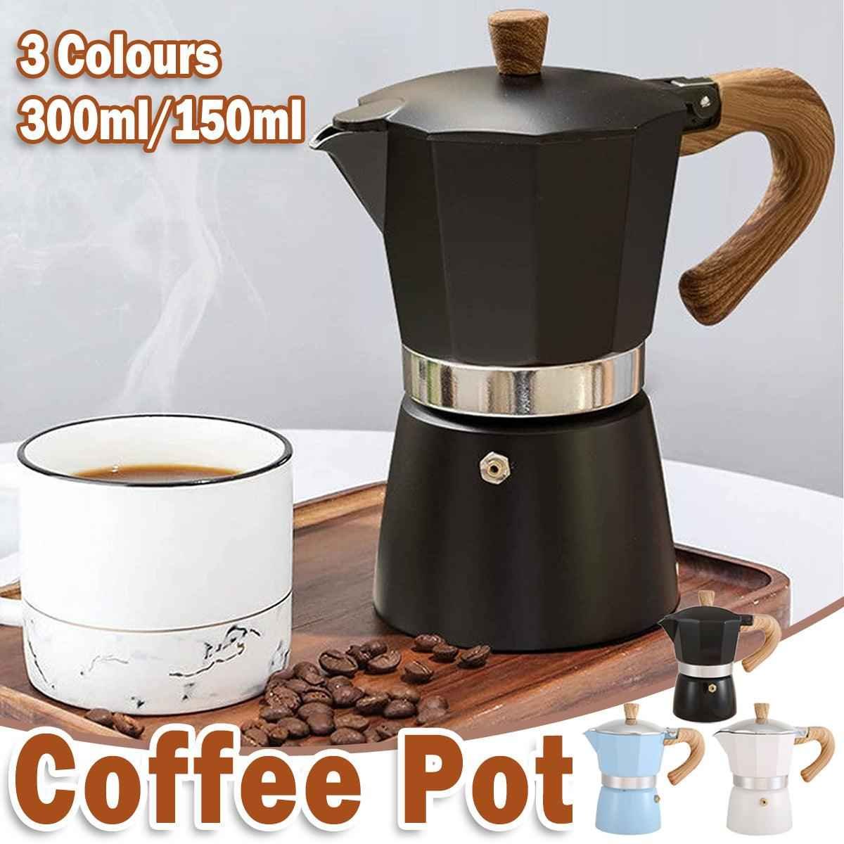 Portable Coffee Maker Wood Grain Handle Outdoor Manual Espresso Machine Camping - Beige-300ml