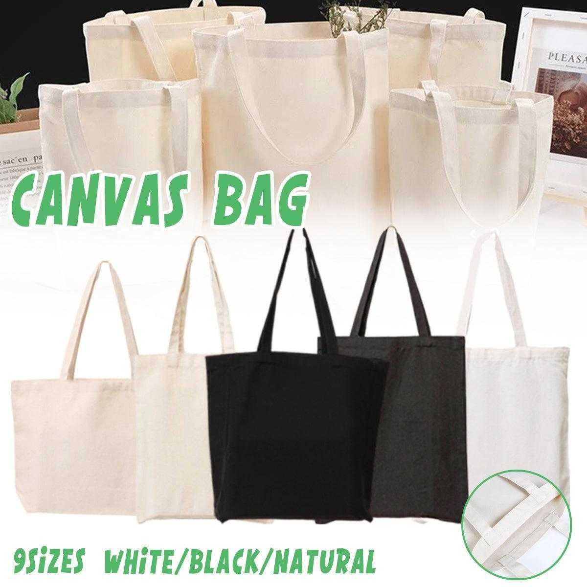 5PCS Canvas Tote Bag Cotton Blank DIY Shopping Shoulder Bags - Natural 35*40*10cm