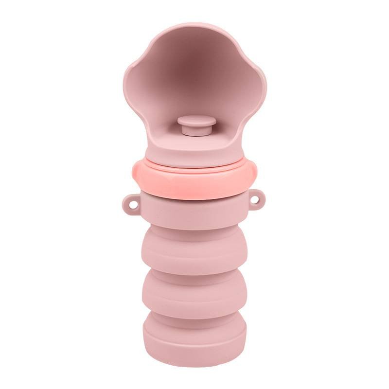 Pink Portable Collapsible Pet Water Bottle for Dogs Outdoor Travel Drinking Dispenser Silicone Pet Water Cup