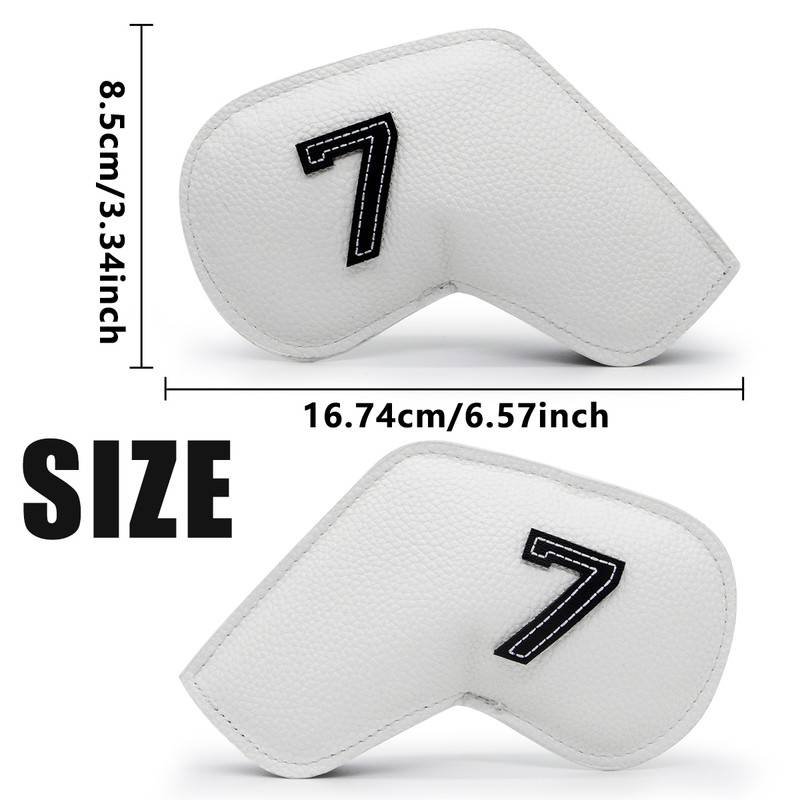 White Golf Iron Head Covers Set of 10 - Waterproof PU Leather Club Protectors with Embroidered Numbers (3-9, P, A, S)