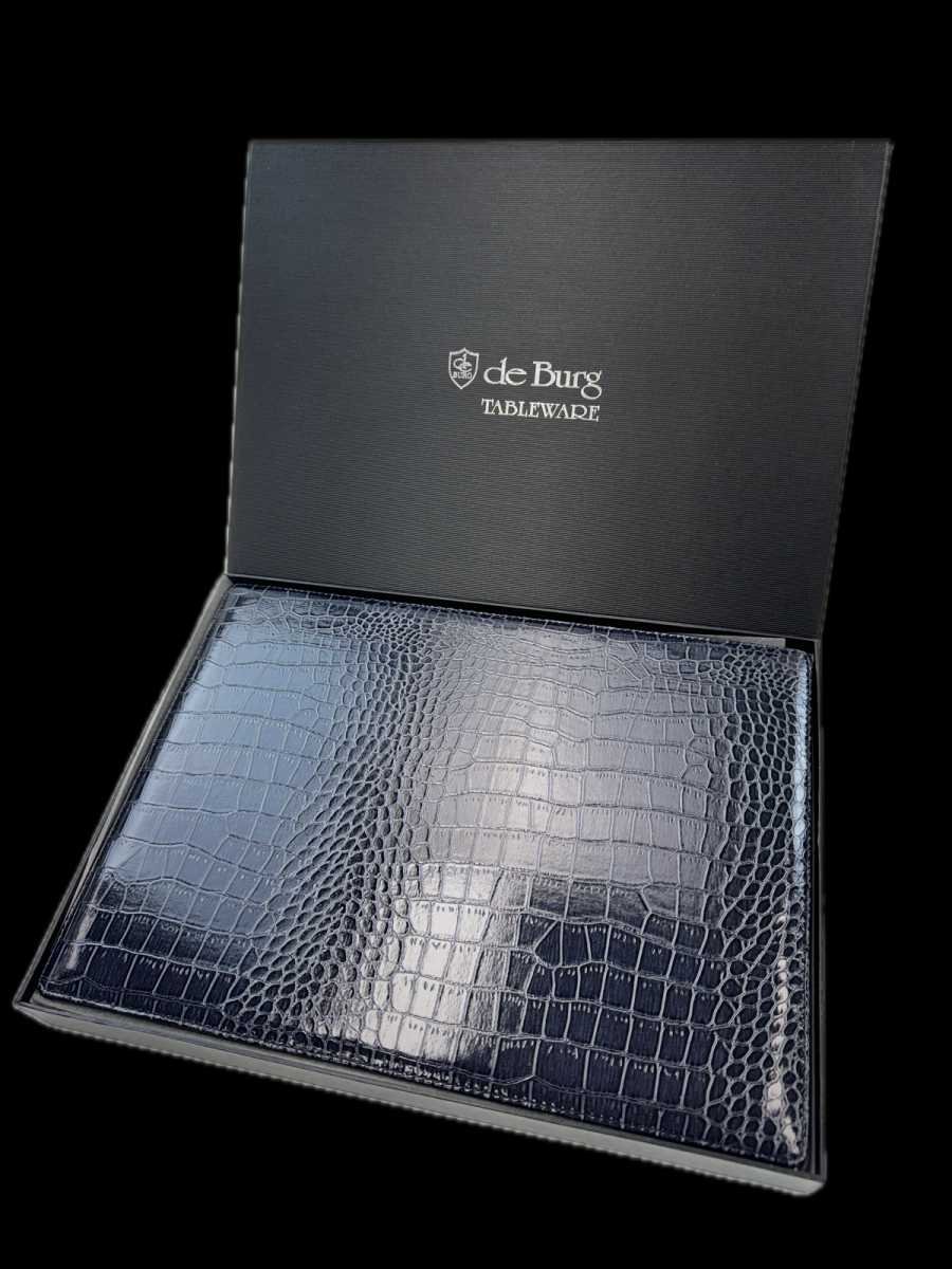 de Burg 4 Piece Table Place Mat Set Placemat with Croc Pattern - Blue