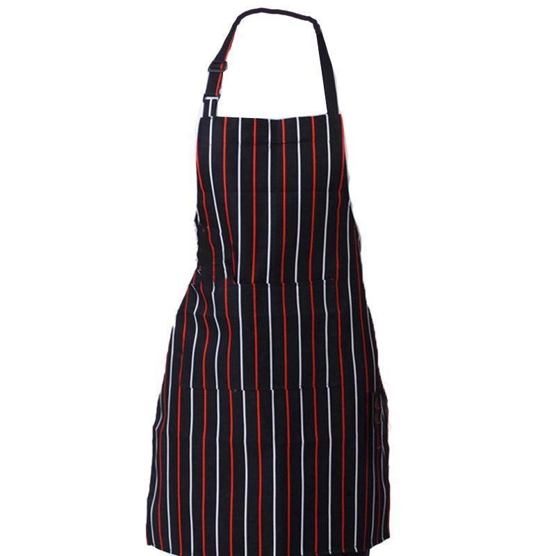 Apron with Pocket 2Pcs Chef Butcher Kitchen Cooking Baking Restaurant Wear - Black White Plaid