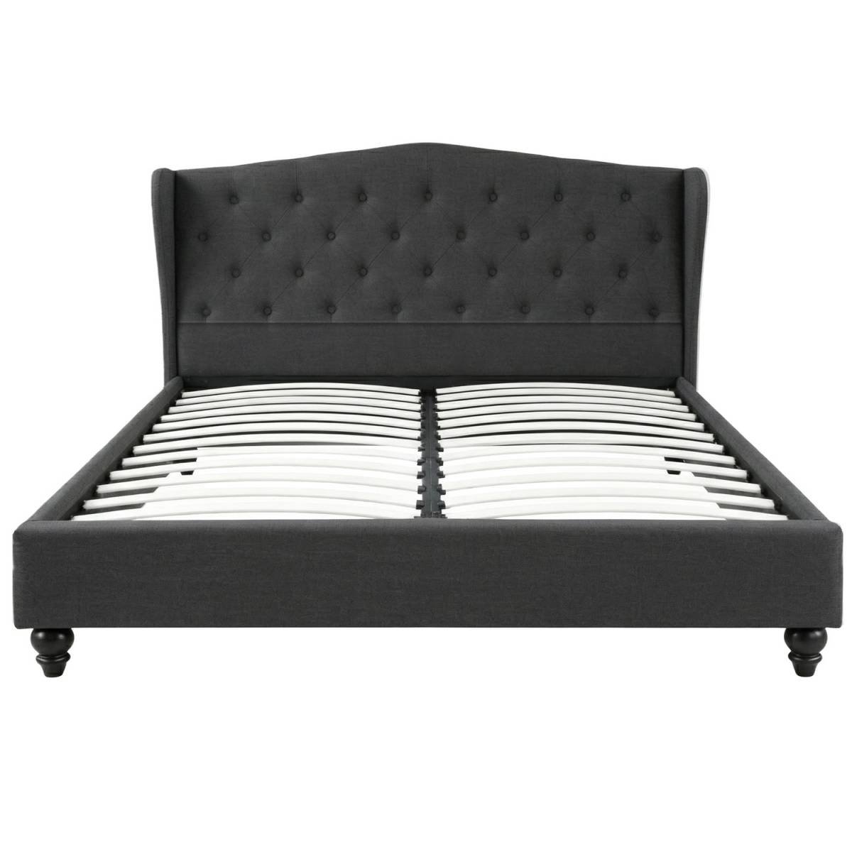 Artiss Queen Bed Frame Wingback Headboard Charcoal Grey Linen Upholstered Platform Bed Base