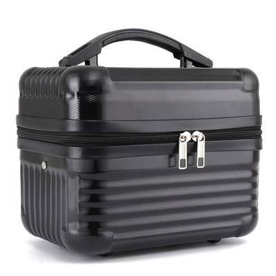 Black Durable Hard Shell Makeup Travel Case - Large Capacity Portable Cosmetic Organizer Box with Handle