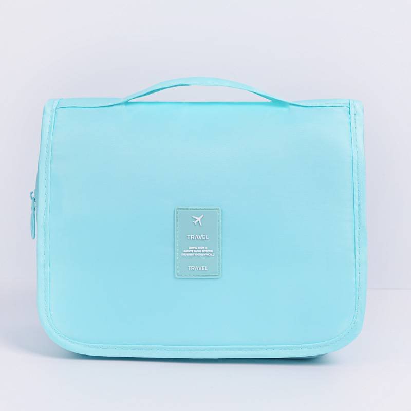 Bright blue Portable Hanging Travel Toiletry Bag - Large Capacity Cosmetic & Wash Organizer with Sturdy Hook