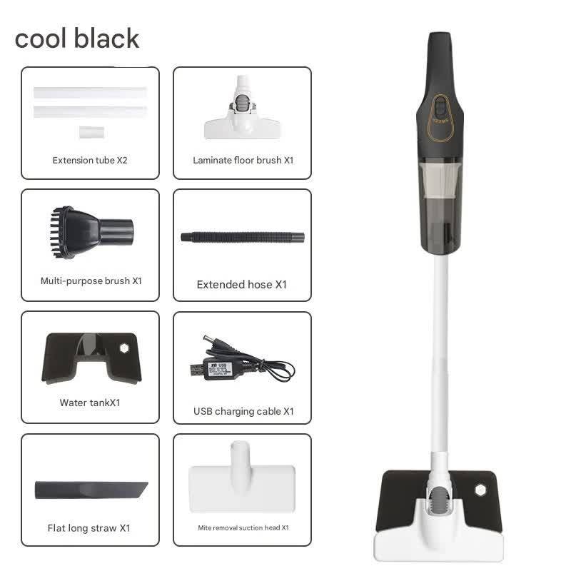 Cordless 2-in-1 Handheld & Stick Vacuum Cleaner with Detachable Water Tank & Dust Mite Remover(black)