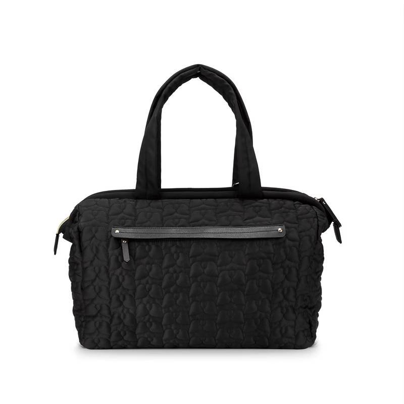Black Quilted Pattern Large Capacity Mummy Bag - Stylish Baby Diaper Bag for Moms, Baby Stroller Bag with Multiple Compartments