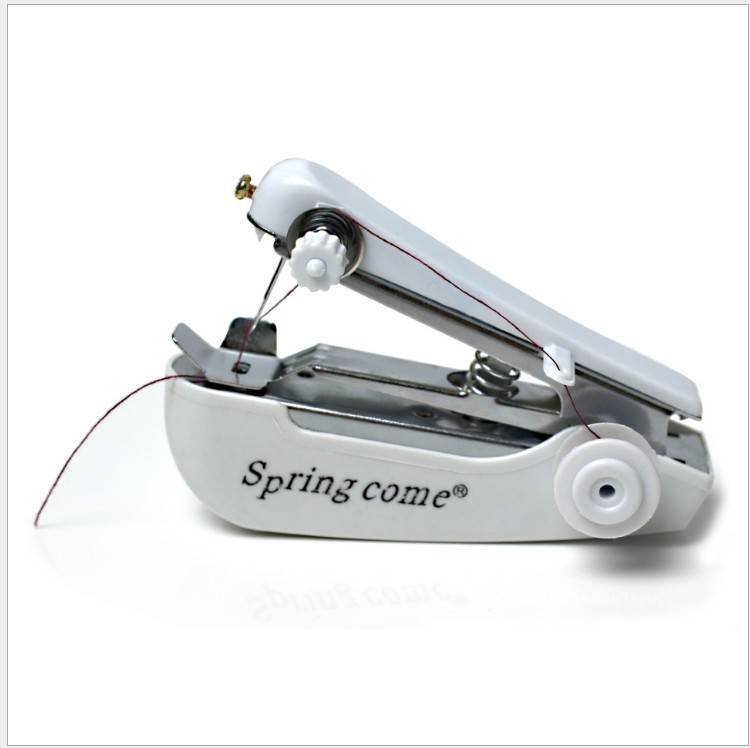 2 Pcs White Portable Mini Handheld Sewing Machine - Manual Stitching Tool for Quick Fabric Repairs
